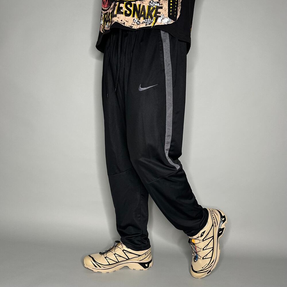 Vintage Y2K Nike Sweatpants Mens XL Jet Black Grey Swoosh Polyester